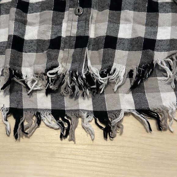 Current Elliott Women 0 Flannel Button Down Shirt Plaid Long Sleeve Top - Picture 6 of 10